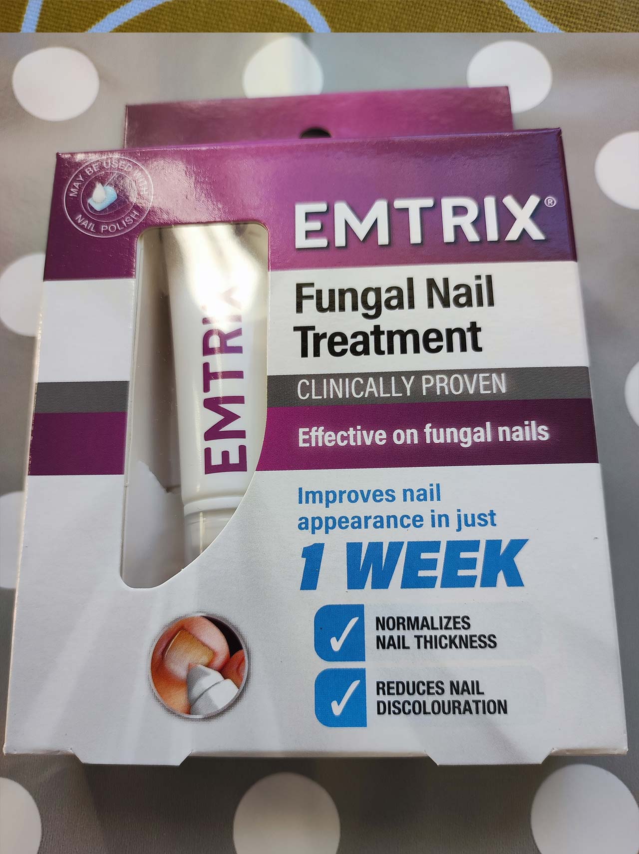 For fungal nail infection or nail psoriasis. Emtrix is suitable for diabetic, pregnant or breast feeding patients. Emtrix softens and improves the appearance of nails. It smoothes the outer layers of the nail plate to restore the condition of nails. It is formulated to discourage fungi by loosening them from the nail plate.